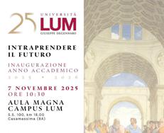 Università Lum, venerdì 7 novembre cerimonia di inaugurazione anno accademico