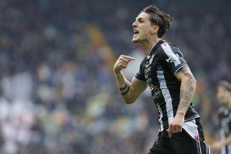 Udinese-Atalanta, Zaniolo esulta dopo il gol - Fotogramma /Ipa