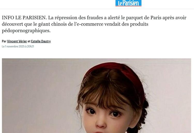 L'articolo di Le Parisien sulle bambole in vendita su Shein